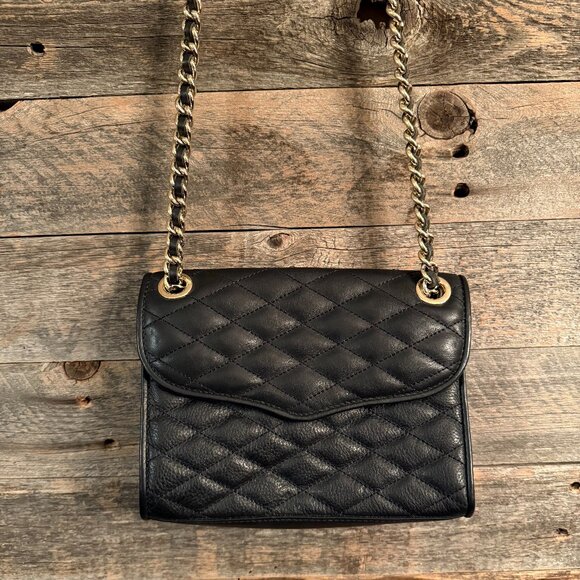 Rebecca Minkoff Black Quilted Leather Adjustable Chain Strap Crossbody bag. - Picture 3 of 10